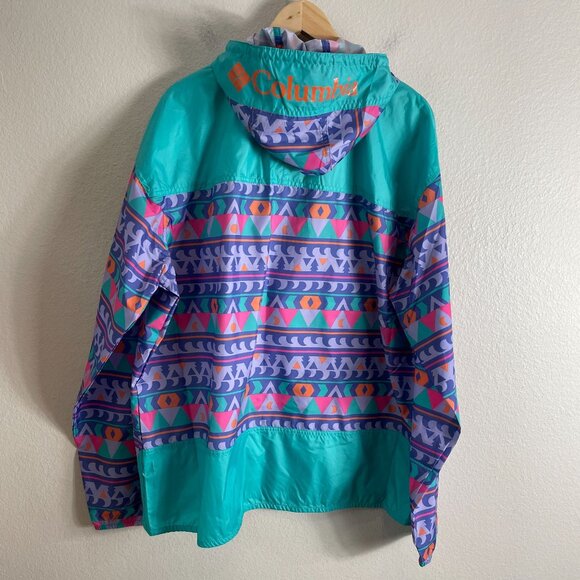 NEW Columbia Mens XXL Challenger Windbreaker Multicolor Geometric Pullover Hood - Picture 11 of 13